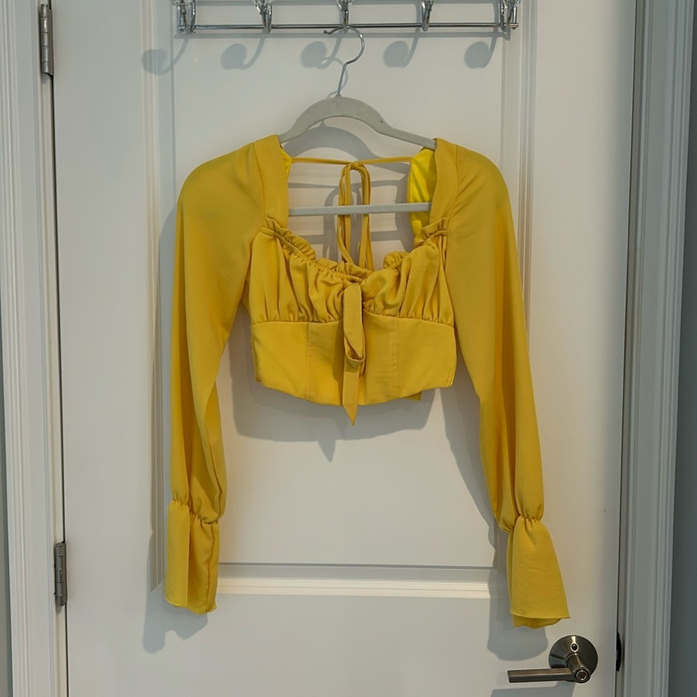 Yellow Long Sleeve Crop Top
